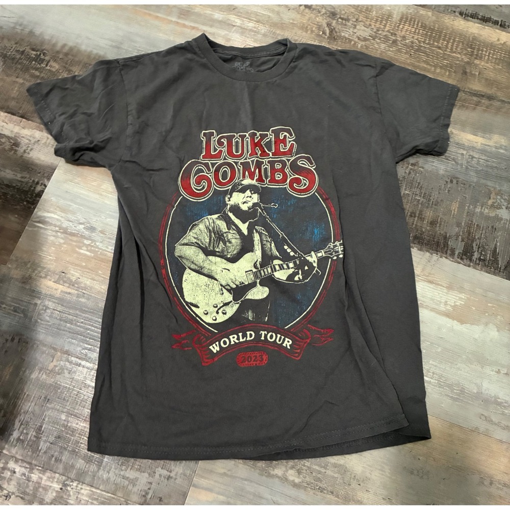 Luke Combs World Tour 2023 Concert T-Shirt Gray Mens Medium